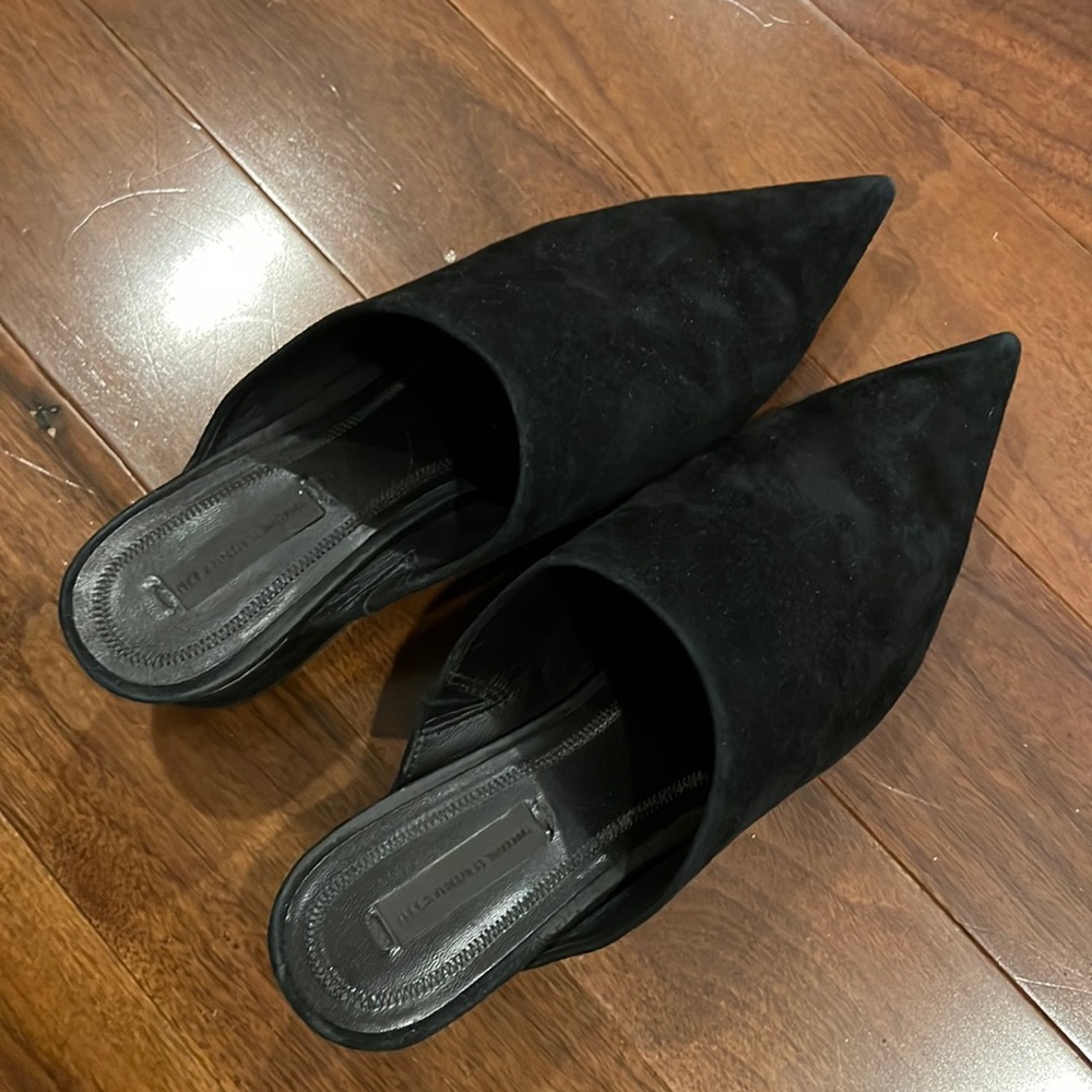 Alexander Wang black suede mules